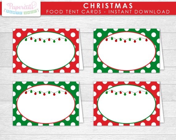 christmas-theme-blank-food-tent-cards-merry-christmas-red-green