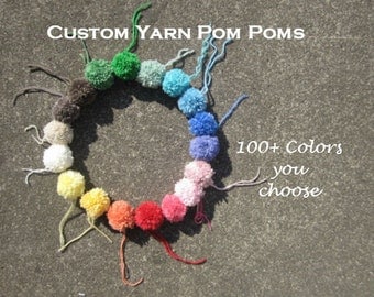 1.5cm Mini Yarn Pom Poms, Small Round Pom Balls with Loop,Party Pom Decorations, Pom Pom Embellishments, Small Wool Pom Balls,Custom Colors