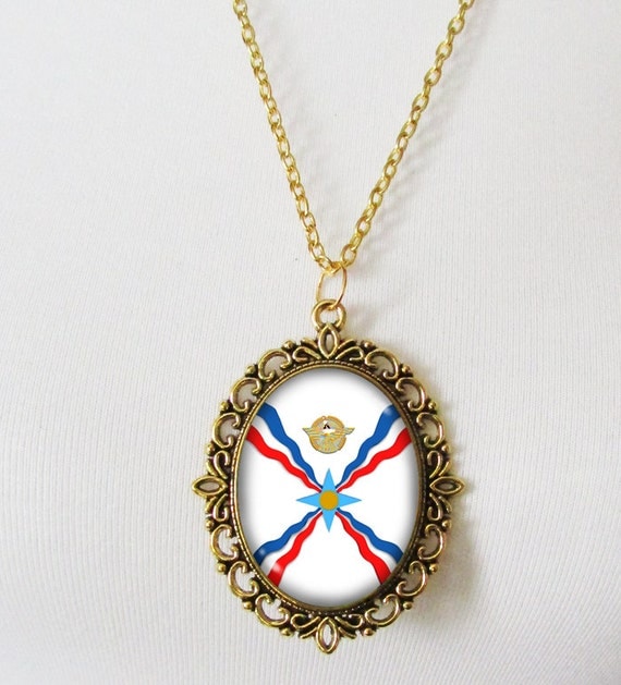 Assyrian Necklaces Flag Necklace Assyrian Gifts Assyria