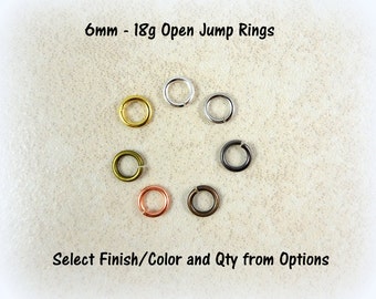 6mm Jump Rings - Silver, Brass, Copper, Gold or Gunmetal - Select Quantity and Finish from Options - 12 Gram Packet = 100-110 Jump Rings