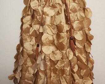 Romantic Gold Petal Bohemian Taffeta Maxi Skirt Party Bridal Boho Gypsy