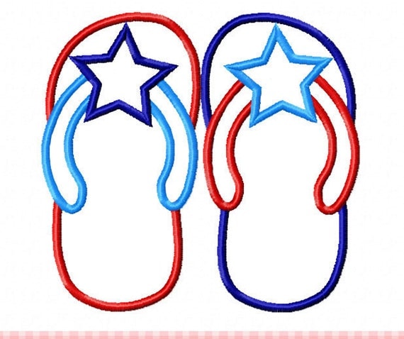 Flip flops 4th of July flip flops Patriotic Machine Embroidery