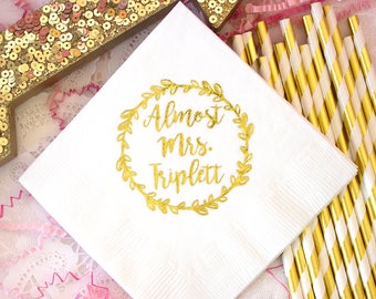 Bridal Shower Napkin, Bridal Shower Favor, Future Mrs., Wedding Napkins, Wreath Napkins, Printed Napkins, Party Napkins, Cocktail Napkins
