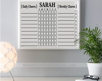 Erase Chore Chart Erase Board Kids Chore Chart Responsibility Chart 16x20 and 24x36 Chore board Personalized Chore Chart To Do List