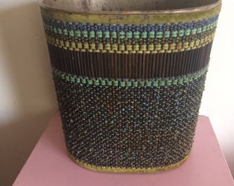 Vintage California Handwoven Waste Basket
