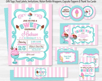 Ice Cream Party Invitations - Ice Cream Party Supplies - Ice Cream Party Ideas - Ice Cream Party Favors - Instant Download - Edit NOW!