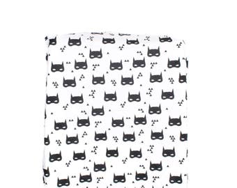 Bat Mask Crib Sheet, Super Hero Fitted Crib Sheet, Cotton Crib Sheet, Modern Baby Bedding, Monochrome Baby Bedding, Super Hero Nursery
