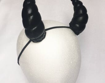 Short curved black horns adjustable horns black dragon horns black demon horns maleficent horns ram horns black horn costume horns