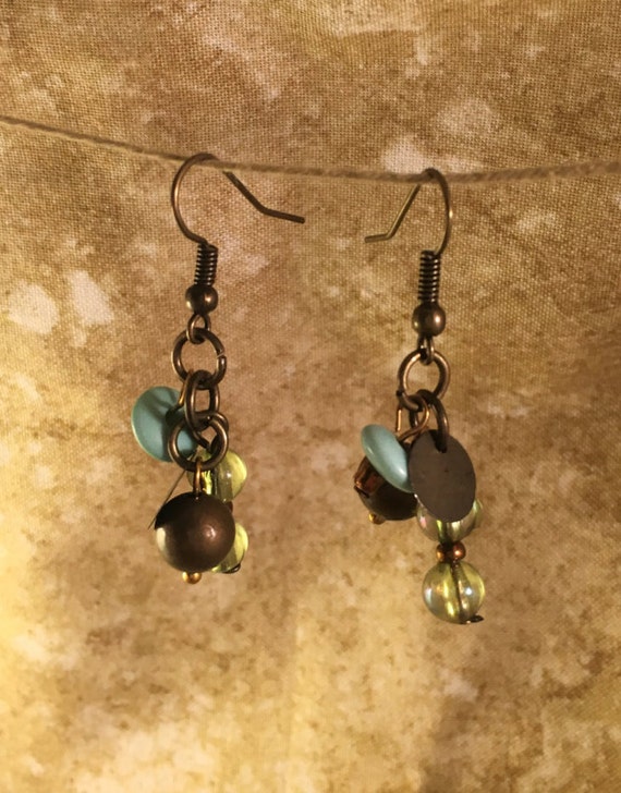 Items similar to Turquoise earrings, boho bronze dangle earrings, gifts for her, Christmas gifts