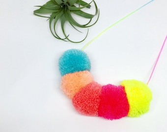 5 pom pom necklace on pastel ombre cord as seen on Oh Joy!