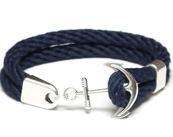 Nautical Rope Bracelet / Nautical Anchor Bracelet / Navy Blue Anchor Bracelet / Silver Anchor Bracelet / Nautical Jewelry / Nautical Gift