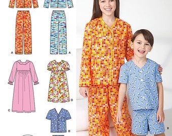 Simplicity 1575 Boys and Girls Lounge-Wear Pants, Shorts, Shirt, Gown. Size 7-14. Pattern is new and uncut.
