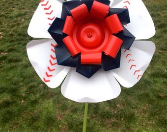 Baseball, Softball Aluminum Flower Stake, recycled metal, yard art, school, team, sports