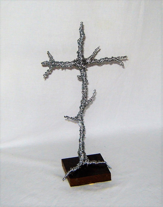 Wire Tree Crucifix Cross Wire Tree Religious Art Sculpture