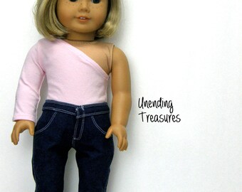18 inch doll clothes AG doll clothes made to fit like american girl doll clothes pink one shoulder top and jeans