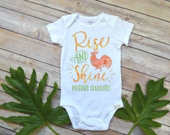 Baby Shower Gift, Rise and Shine Mother Cluckers, Country Baby, Farm shirt, Rooster shirt, Cute Baby Clothes, Nephew Gift, Cute Boy Clothes