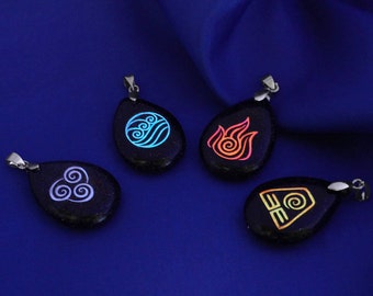 Glow in the Dark 4 Nations Necklace, Avatar The Last Airbender Necklace, Air Earth Water Fire Elements, Fire Nation, Geekery, Element Symbol