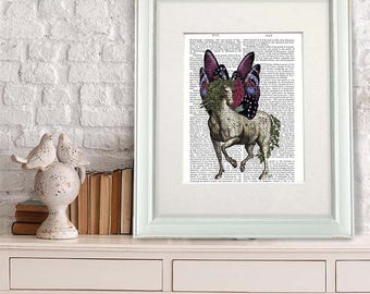 Gift for Horse Lover Horse and Butterfly Wings equine print equine gift equine art equine poster horse poster stallion wall art horse art