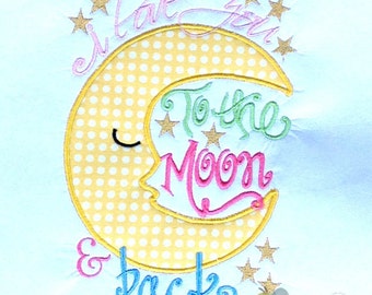 I Love You to the Moon Applique Embroidery Design