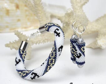 summer jewelry set bracelet earring set gift jewelry for her sea jewelry gift for women anchor bracelet women gift ideas for her boho gifts