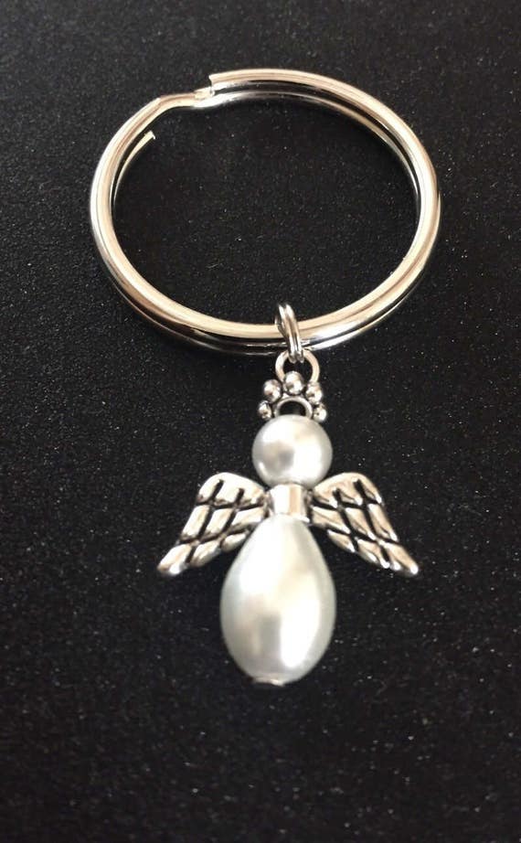 Angel Keychain Key Ring Guardian Prarl Angel Key Chain