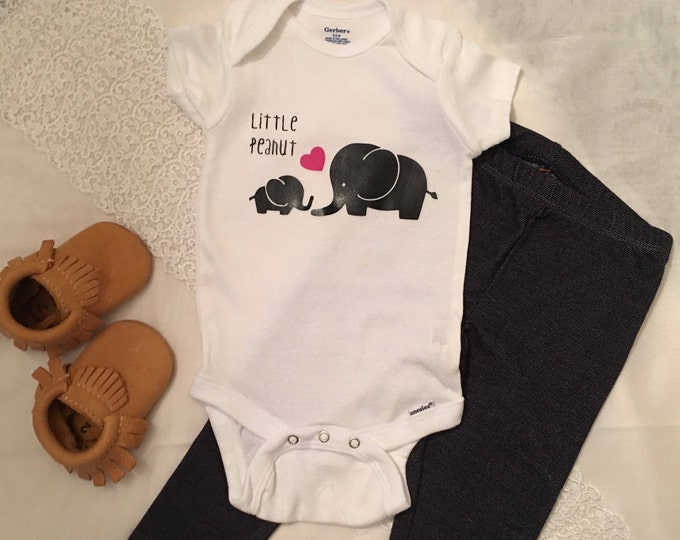 Little Peanut Elephant Baby Onesies® Black & Pink, Baby Bodysuit, Baby Girl, Baby Romper, Baby Shower Gift