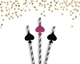 Kate Spade Inspired Party Straws - Birthday Party Decor - Bridal Shower Decor - Engagement Party Decor - Vegas Theme Decor - Bachelorette