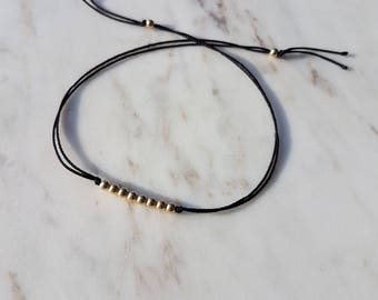 Wish bracelet, 14k gold fill//silk bracelet, friendship bracelet , gold beaded bracelet, minimalist knot bracelet, stacking bracelet
