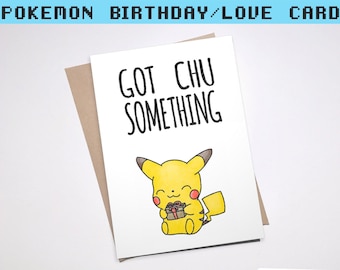 PIKACHU PUN BIRTHDAY Greeting Card | Pun bday Cute Pokemon Go Boyfriend Girlfriend Anniversary Squirtle Charmander Pokemon Pun Kawaii