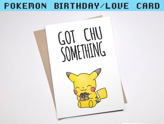 PIKACHU PUN BIRTHDAY Greeting Card Pun bday Cute Pokemon Go