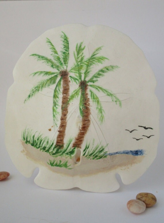 HandPainted Sand Dollar Palm Tree Sand Dollar Beach Decor