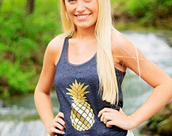 Pineapple Tank / Pineapple Shirt / SALE Bella Flowy Racerback / Summer Tank / Vacation Shirt / Hawaii / Vacation Tank / Workout Tank Women