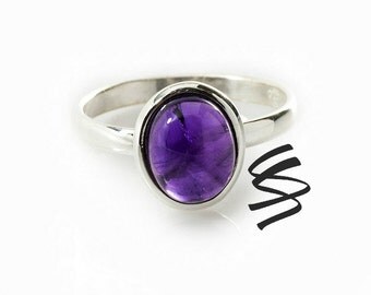 Purple Amethyst Ring Sterling Silver Amethyst Jewelry Silver Ring Gemstone Jewelry Promise Ring February Birthstone Ring Size Gift For Her