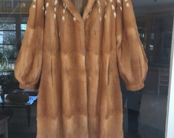Fur Coat Weasel light brown Pelzmantel Wiesel hellbraun