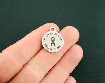 Cancer Stainless Steel Charms - In Loving Memory Breast Cancer Fundraising - Exclusive Line - Quantity Options - BFS2121
