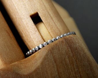 Extra Skinny Bead Ring, Oxidized Satin Finish, Sterling Silver Stacking Ring, Made to Order