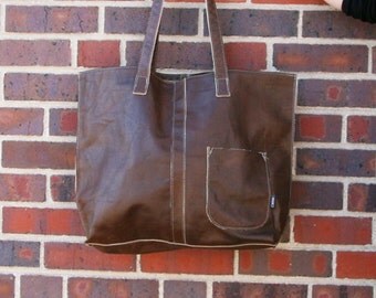 Dark Brown- Large Tote Bag-ready to ship--upcyled-leather-cwinn-denver gift-handmade-cwinn designs