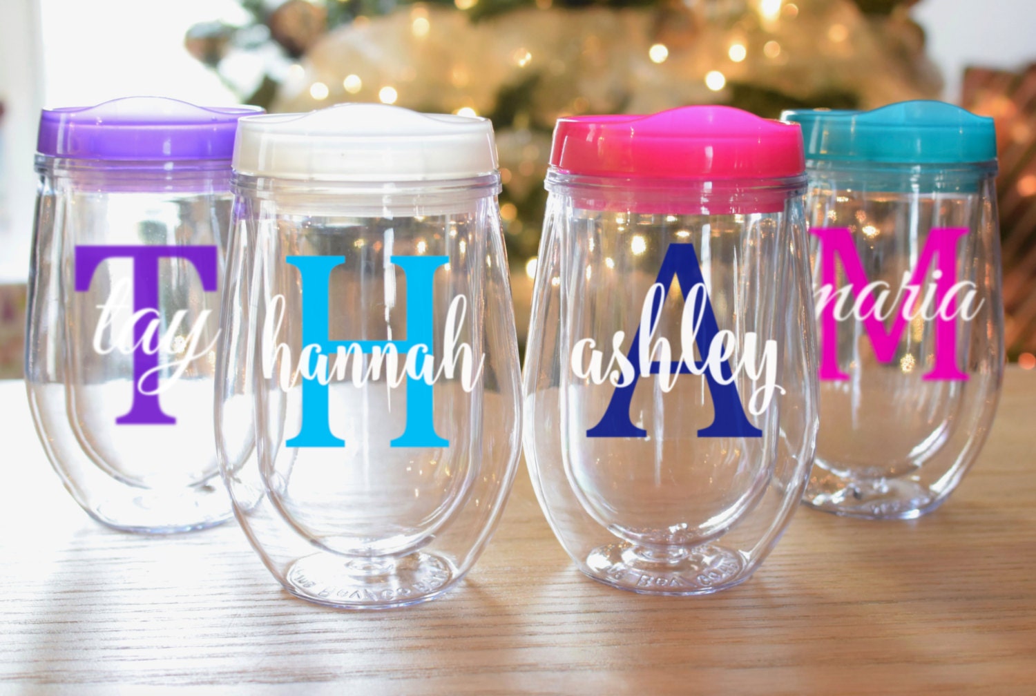 Stemless Acrylic Wine Tumbler Bev2Go Custom Personalized