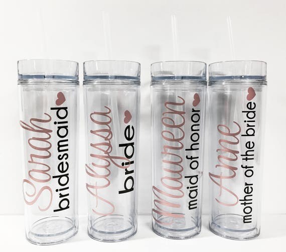 Personalized Bridesmaid Tumblers Wedding Party Tumblers