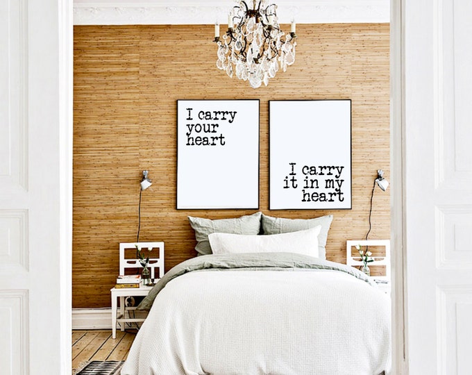 I Carry Your Heart With Me - EE Cummings Art Prints - Love Poem - Above Bed Art