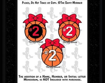 Basketball Monogram SVG- Basketball Svg cut file- Bow Sports Svg- DIY Printable Iron on- Vinyl Shirt Design- Cricut- Silhouette Studio Dxf