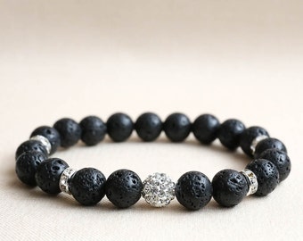 Black Lava Bracelet, Lava Bracelet Women, Women Beaded Bracelet, Beaded Bracelet Women, Lava Stone Bracelet, Lava Rock Bracelet