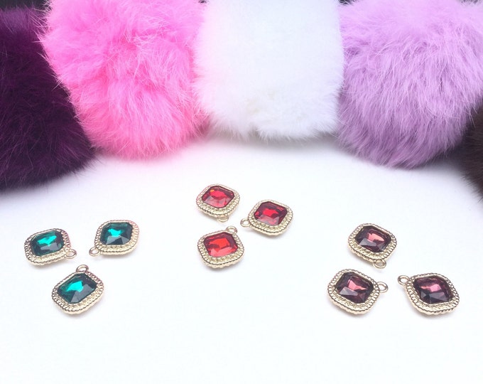 DIY Customized Pink Real Genuine Rabbit fur pom pom keychain puff ball charm keyring