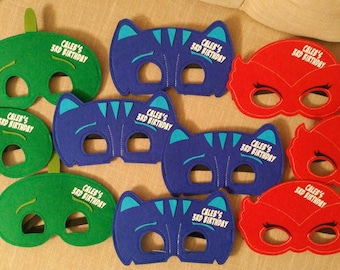 Ready to ship! Personalized PJ Masks Birthday Party Favors! Pick Any Mixture of Characters! PJ Mask Felt Masks