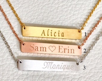 monogram bar necklace, , personalize bar necklace, rose gold necklace, bridesmaid gift, initial bar necklace, bar necklace