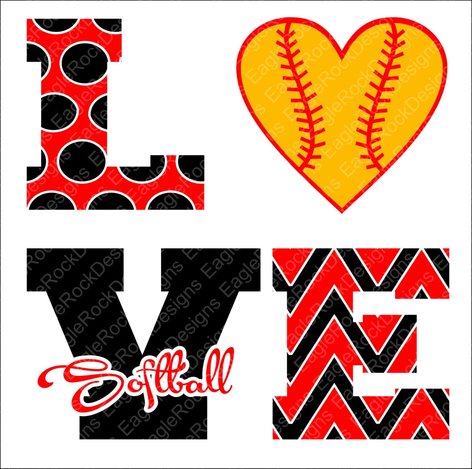 Love Softball SVG DXF EPS Png Cut File for Cameo and