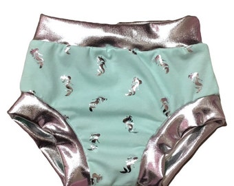Mermaid Bummies / Silver Bummies • (Baby Bummies, Baby Bloomers, Diaper Cover, Toddler Bummies, Toddler Bloomers, Birthday Outfit, Shorties)