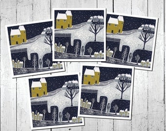 Christmas cards 2017,New year cards 2018,Holiday cards 2018,Thank you cards,Blank cards,Birthday cards,Card pack,linoprint cards,Cards, art