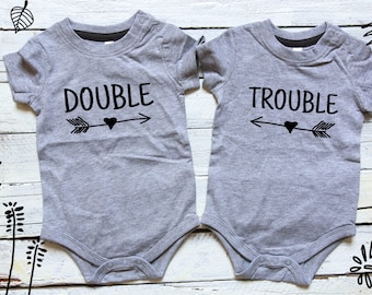 Double trouble Twin outfit Baby shower gift for twins