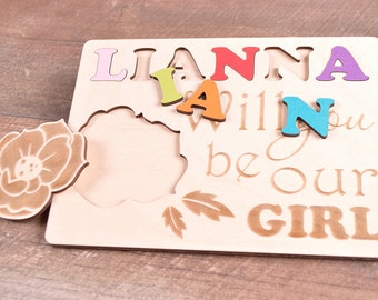 Will you be my flower girl personalized gift proposal flower girl wedding invitation puzzle custom be my flower girl jigsaw bridal party
